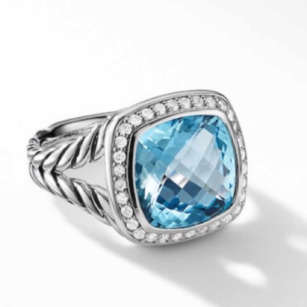 David Yurman Silver Ring with Blue Gemstone